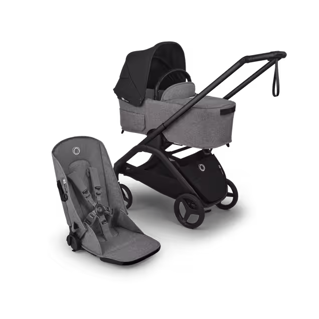 Bugaboo Dragonfly Plus 2-in-1 stroller black base, grey melange fabrics, heritage black sun canopy - Main Image Slide 1 of 11