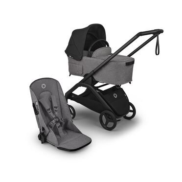 Bugaboo Dragonfly Plus 2-in-1 stroller black base, grey melange fabrics, heritage black sun canopy
