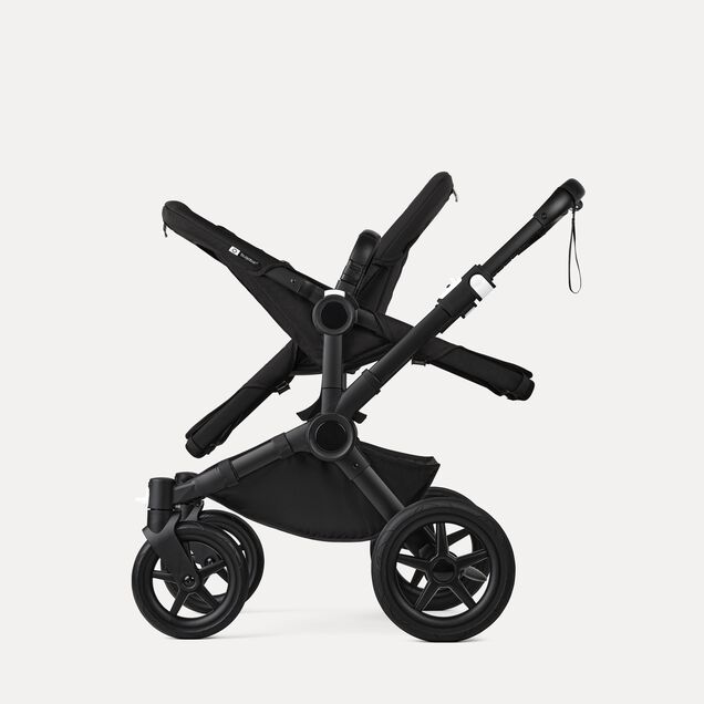 Bugaboo Donkey 5 Duo double stroller black base, mineral washed black fabrics, mineral washed black sun canopy - Main Image Slide 7 van 10