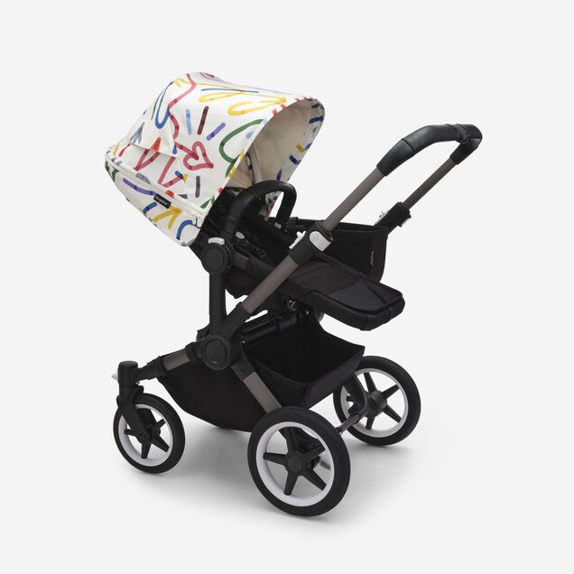 Bugaboo Donkey 5 sun canopy Art of Discovery WHITE - Main Image Slide 2 of 4