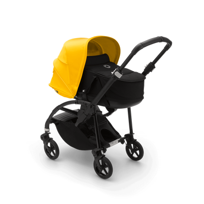Bugaboo Bee 6 seat and bassinet stroller lemon yellow sun canopy, black fabrics, black base