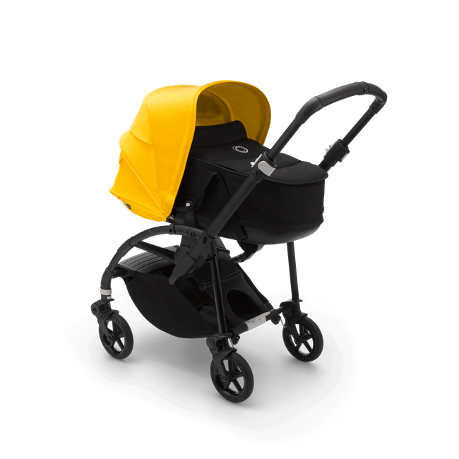 Bugaboo Bee 6 seat and bassinet stroller lemon yellow sun canopy, black fabrics, black base