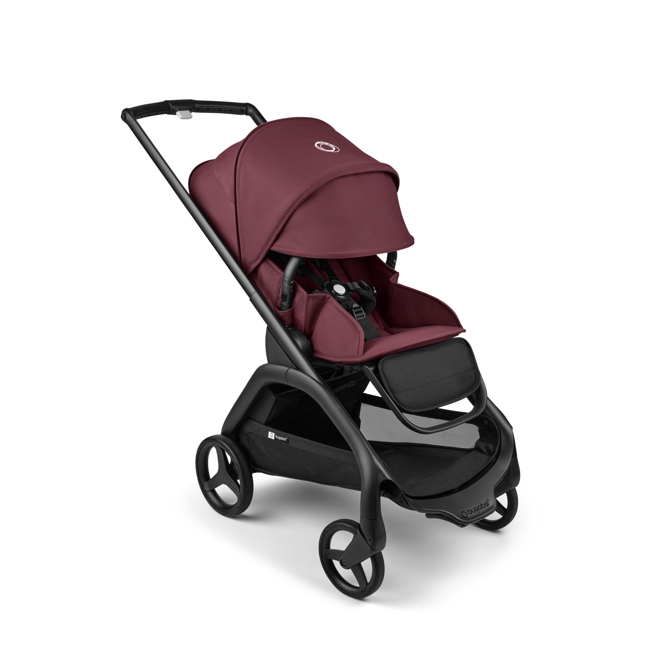 Bugaboo Dragonfly seat pram black base, dark cherry red fabrics, dark cherry red sun canopy - Thumbnail Slide 3 of 15