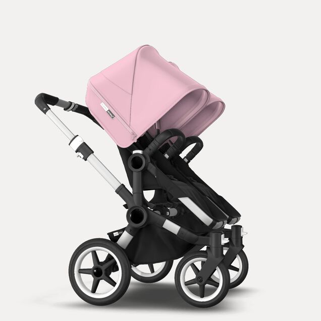 Bugaboo Donkey 3 Twin seat and bassinet stroller soft pink sun canopy, black fabrics, aluminium base - Main Image Slide 8 of 9