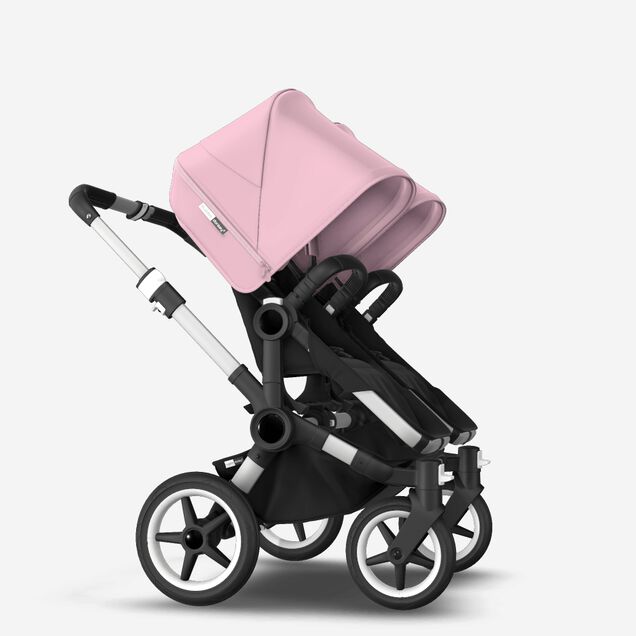 Bugaboo Donkey 3 Twin seat and bassinet stroller soft pink sun canopy, black fabrics, aluminium base - Main Image Slide 8 of 9