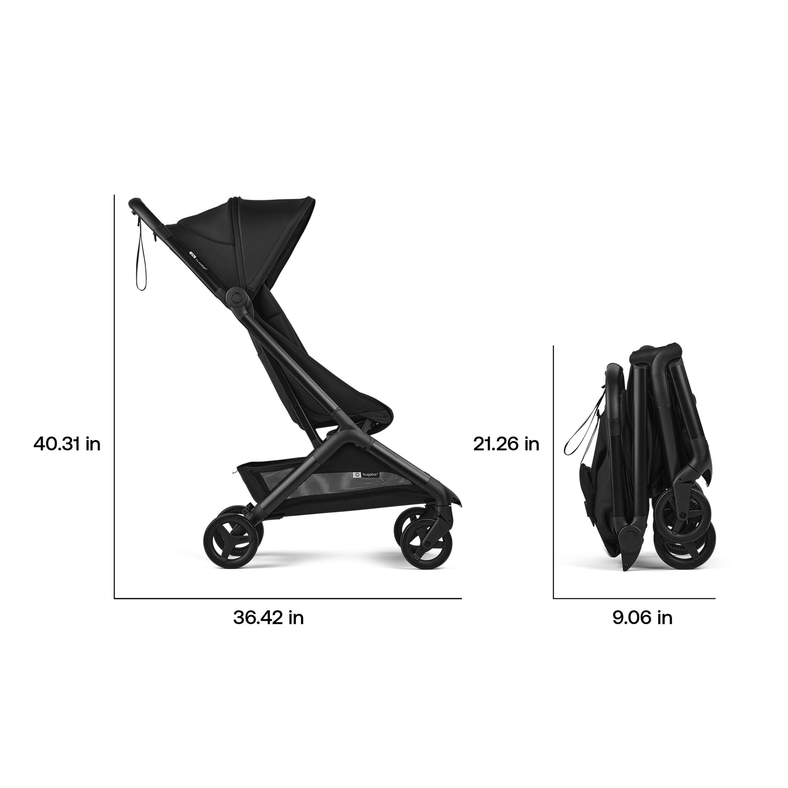 Bugaboo Butterfly 2 travel stroller black base, heritage black fabrics, heritage black sun canopy - Thumbnail Slide 7 of 9
