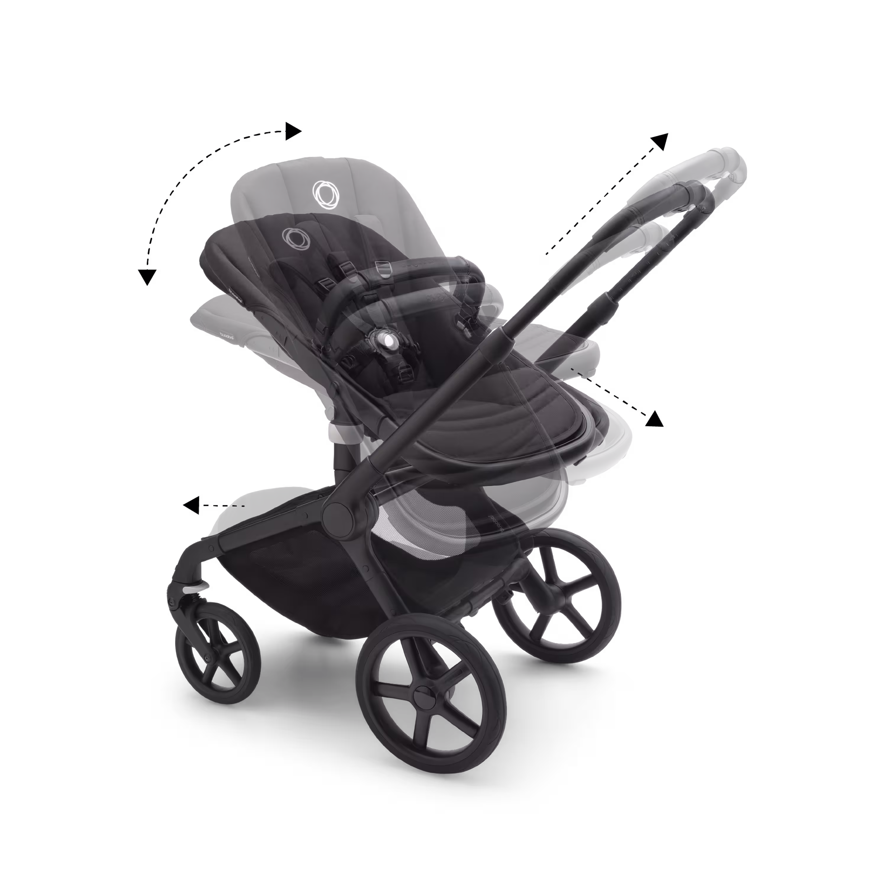 Bugaboo Fox 5 bassinet and seat stroller black base, midnight black fabrics, midnight black sun canopy - Main Modal Image Slide 3 of 6