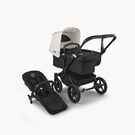 PP Bugaboo Donkey 5 Mono bassinet and seat stroller black base, midnight black fabrics, misty white sun canopy