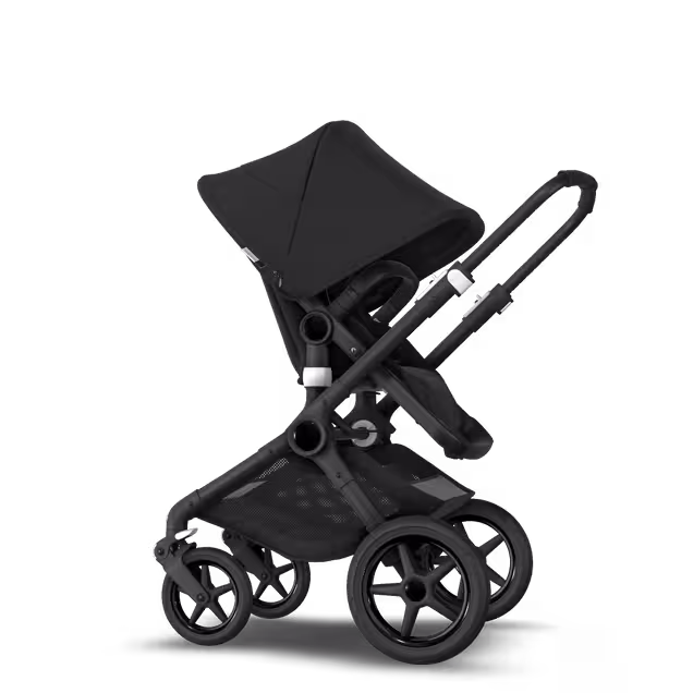 Bugaboo Fox 2 Seat and Bassinet Stroller black sun canopy, black style set, black chassis - Main Image Slide 1 of 6