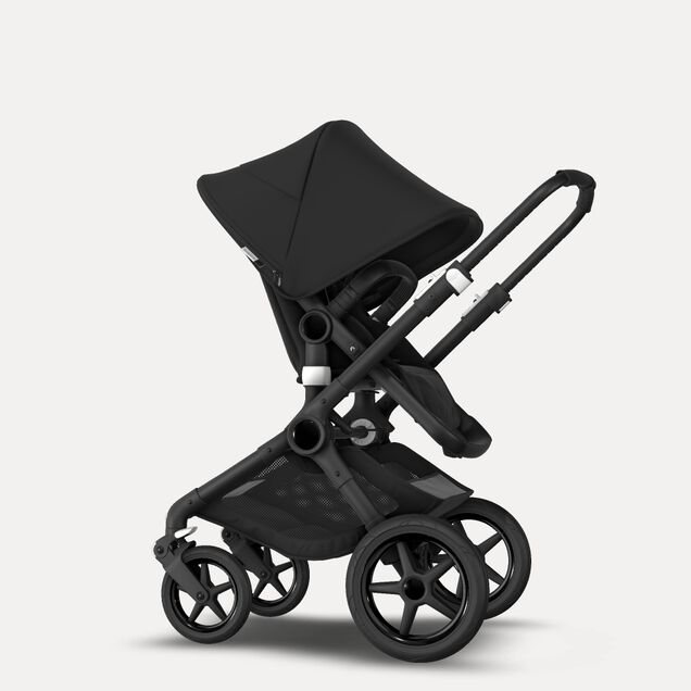 Bugaboo Fox 2 Seat and Bassinet Stroller black sun canopy, black style set, black chassis - Main Image Slide 1 of 6