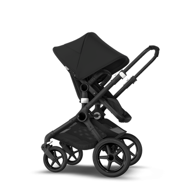Bugaboo Fox 2 Seat and Bassinet Stroller black sun canopy, black style set, black chassis