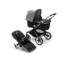 Bugaboo Fox 3 bassinet and seat stroller with graphite frame, black fabrics, and grey sun canopy. - Thumbnail Slide 1 of 7
