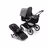 Bugaboo Fox 3 bassinet and seat stroller graphite base, midnight black fabrics, grey melange sun canopy - Thumbnail Slide 1 of 7