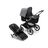 Bugaboo Fox 3 bassinet and seat stroller with graphite frame, black fabrics, and grey sun canopy. - Thumbnail Slide 1 of 7
