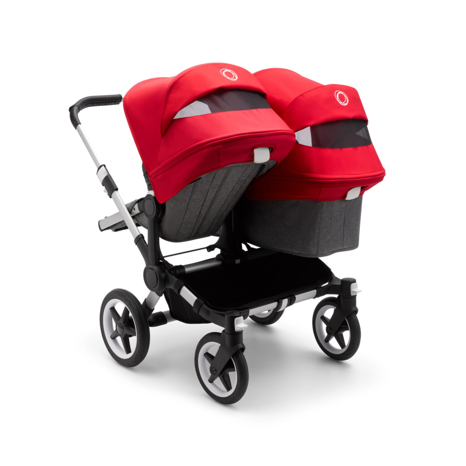 Bugaboo Donkey 3 Duo and seat pram red sun canopy, grey