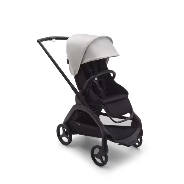 Bugaboo Dragonfly seat stroller with black chassis, midnight black fabrics and misty white sun canopy. - Main Image Slide 1 of 16