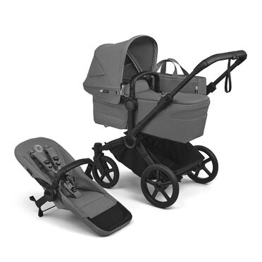 Bugaboo Donkey 6 2-in-1  pushchair black base, moon grey fabrics, moon grey sun canopy