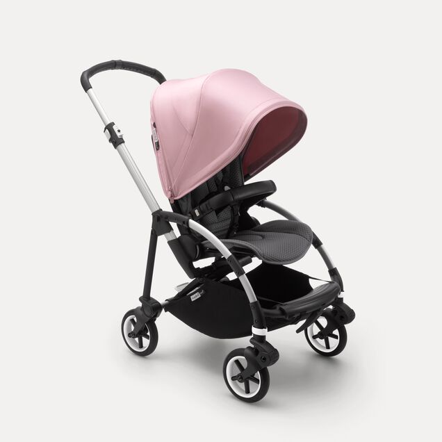 Bugaboo Bee 6 seat stroller soft pink sun canopy, grey mélange fabrics, aluminum base - Main Image Slide 1 of 5