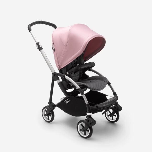 Bugaboo Bee 6 seat stroller soft pink sun canopy, grey mélange fabrics, aluminum base - Main Image Slide 1 of 5