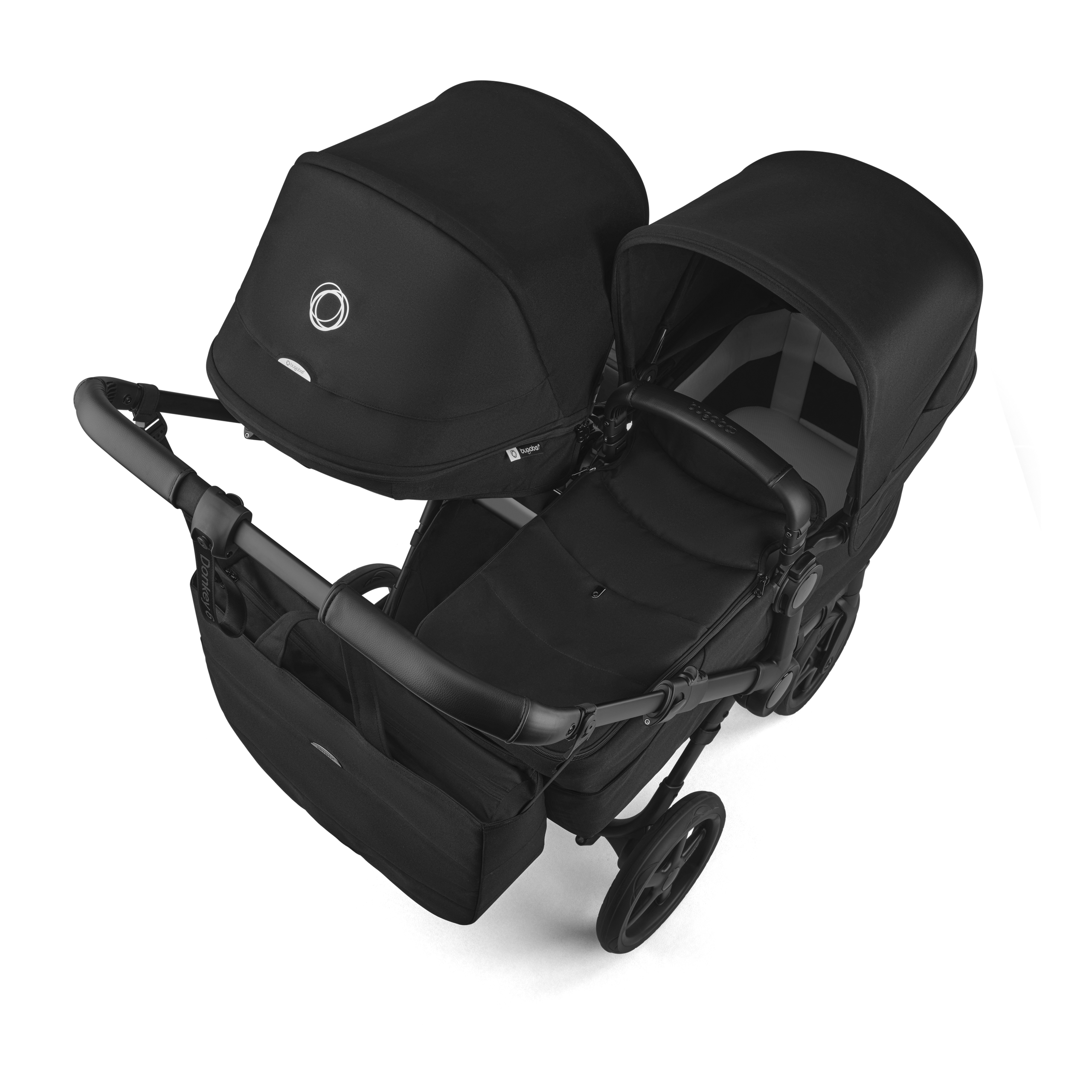 Bugaboo Donkey 6 double stroller black base, heritage black fabrics, heritage black sun canopy - Thumbnail Slide 4 of 10
