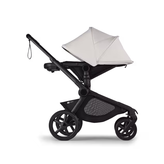 Bugaboo Kangaroo seat-only stroller black base, midnight black fabrics, misty white sun canopy - Main Image Slide 3 of 11