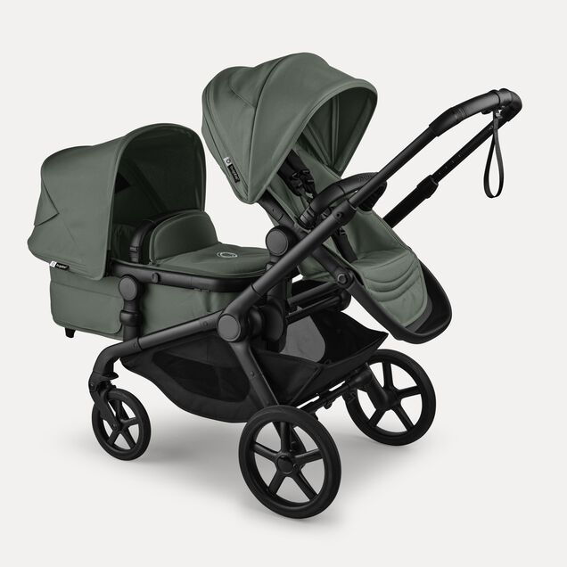 Bugaboo Kangaroo tandem stroller black base, forest green fabrics, forest green sun canopy test - Main Image Slide 3 of 18