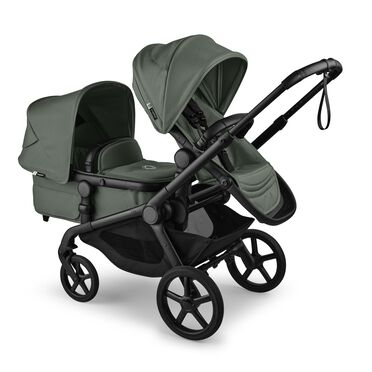 Bugaboo Kangaroo tandem stroller black base, forest green fabrics, forest green sun canopy test - view 2