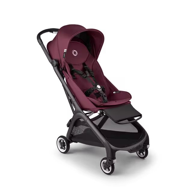 Bugaboo Butterfly bassinet and seat stroller black base, dark cherry red fabrics, dark cherry red sun canopy - Main Image Slide 1 of 13