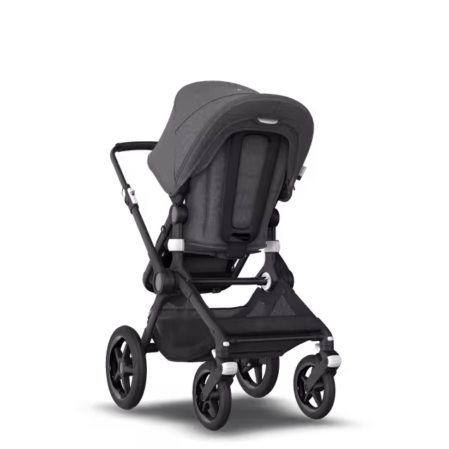 Bugaboo Fox 2 seat and bassinet stroller grey melange sun canopy, grey melange fabrics, black chassis - Main Image Slide 5 van 10