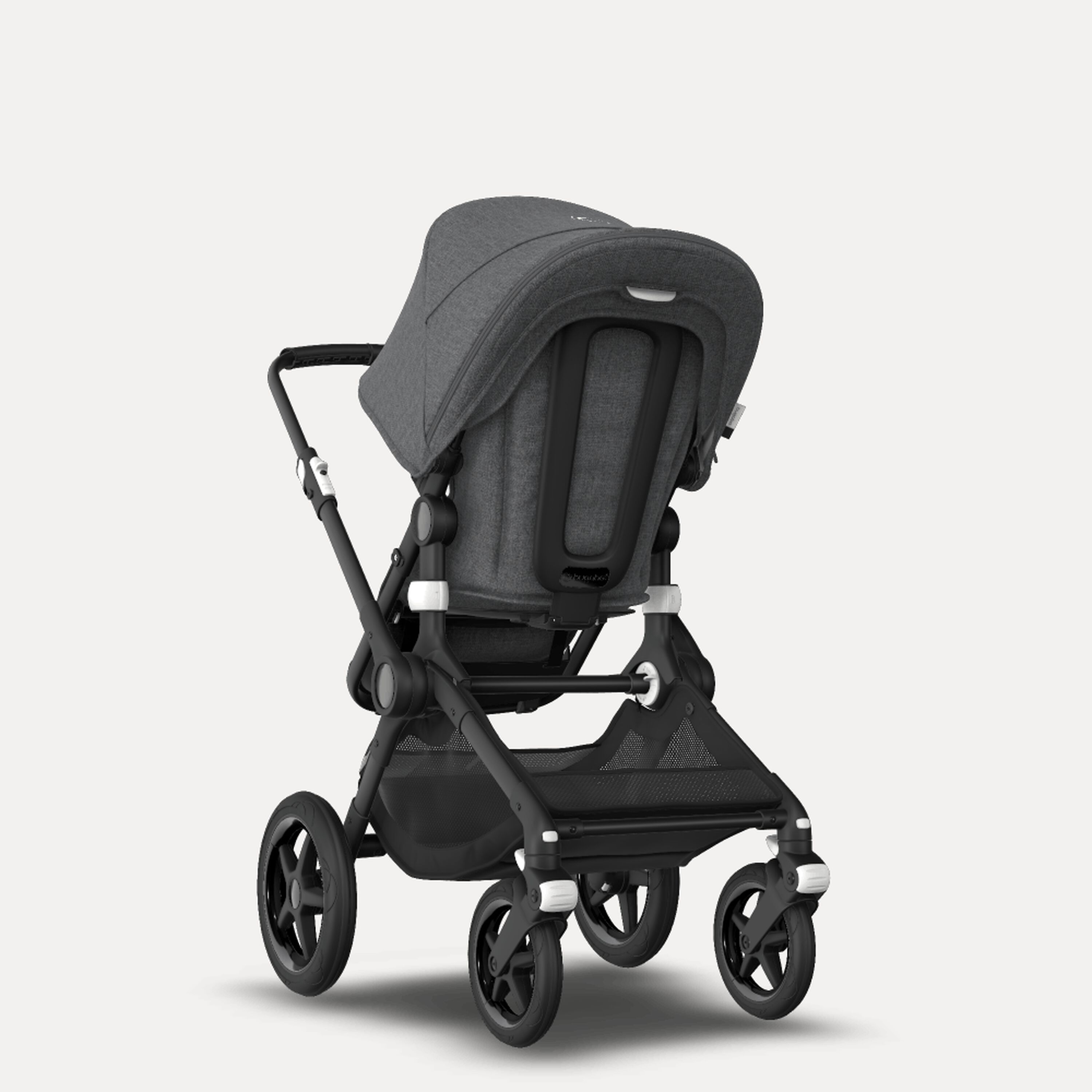Bugaboo Fox 2 seat and bassinet stroller grey melange sun canopy, grey melange fabrics, black chassis - Main Modal Image Slide 5 of 10