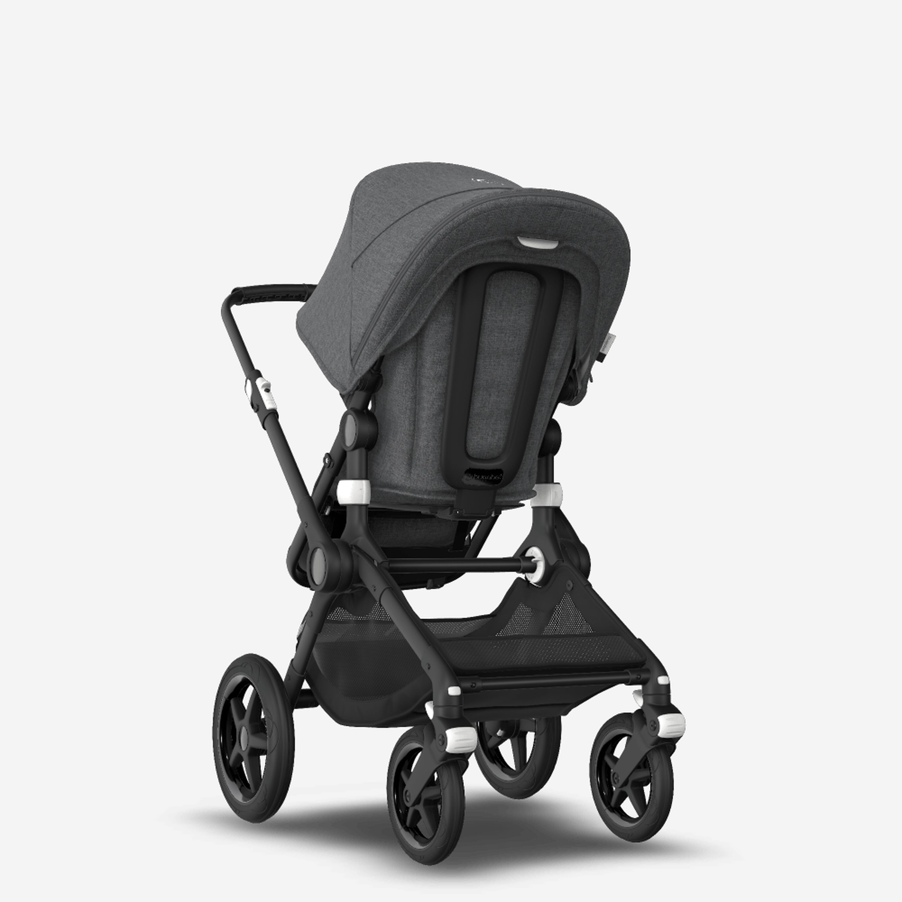 Bugaboo Fox 2 seat and bassinet stroller grey melange sun canopy, grey melange fabrics, black chassis - Main Modal Image Slide 5 van 10