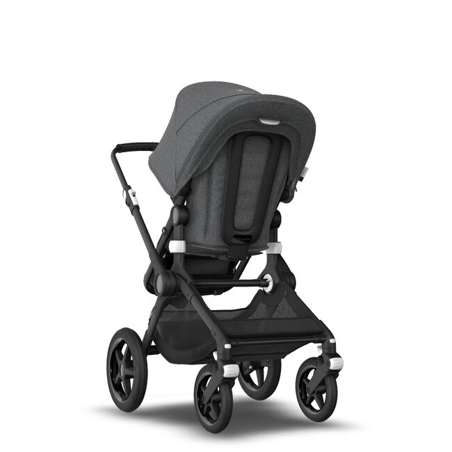 Bugaboo Fox 2 seat and bassinet stroller grey melange sun canopy, grey melange fabrics, black chassis - Main Image Slide 5 of 10