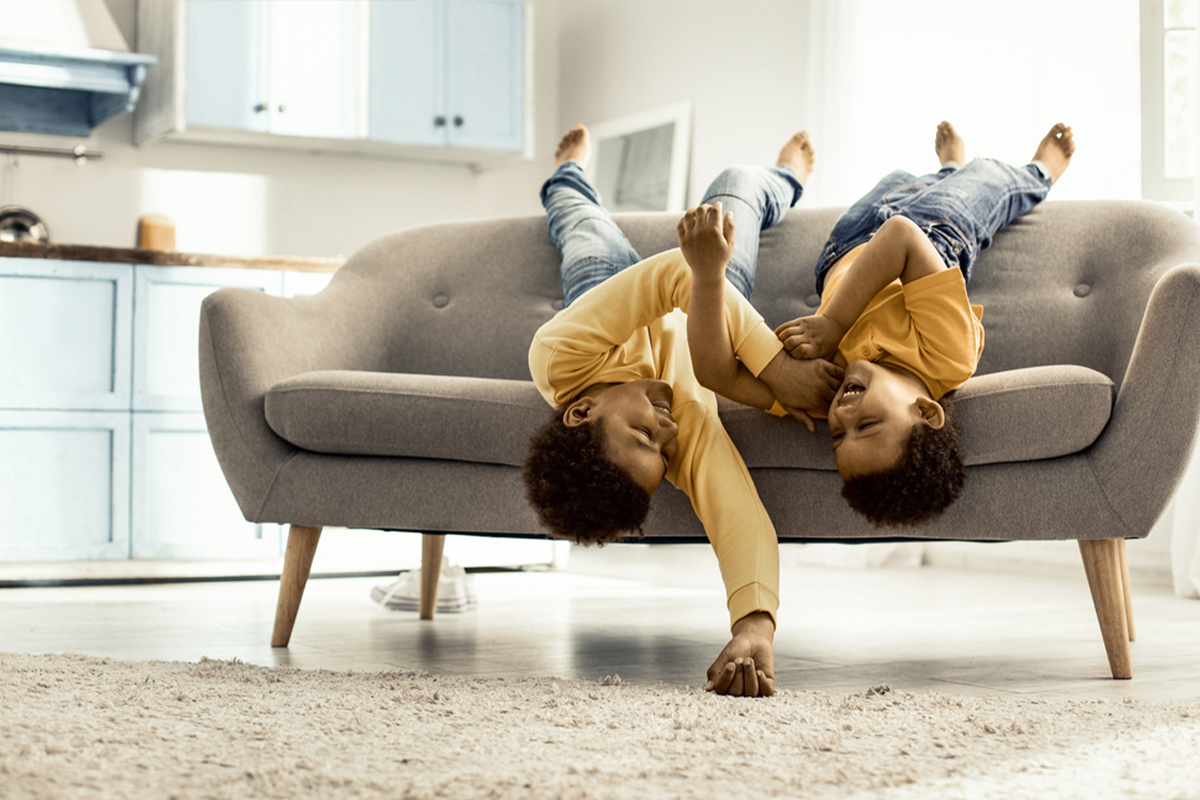 Twin boys playing together