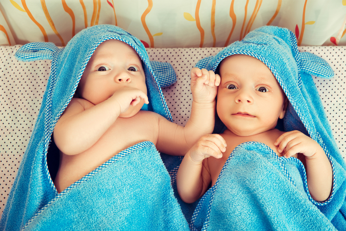 Bathtime routine is part of life with twins