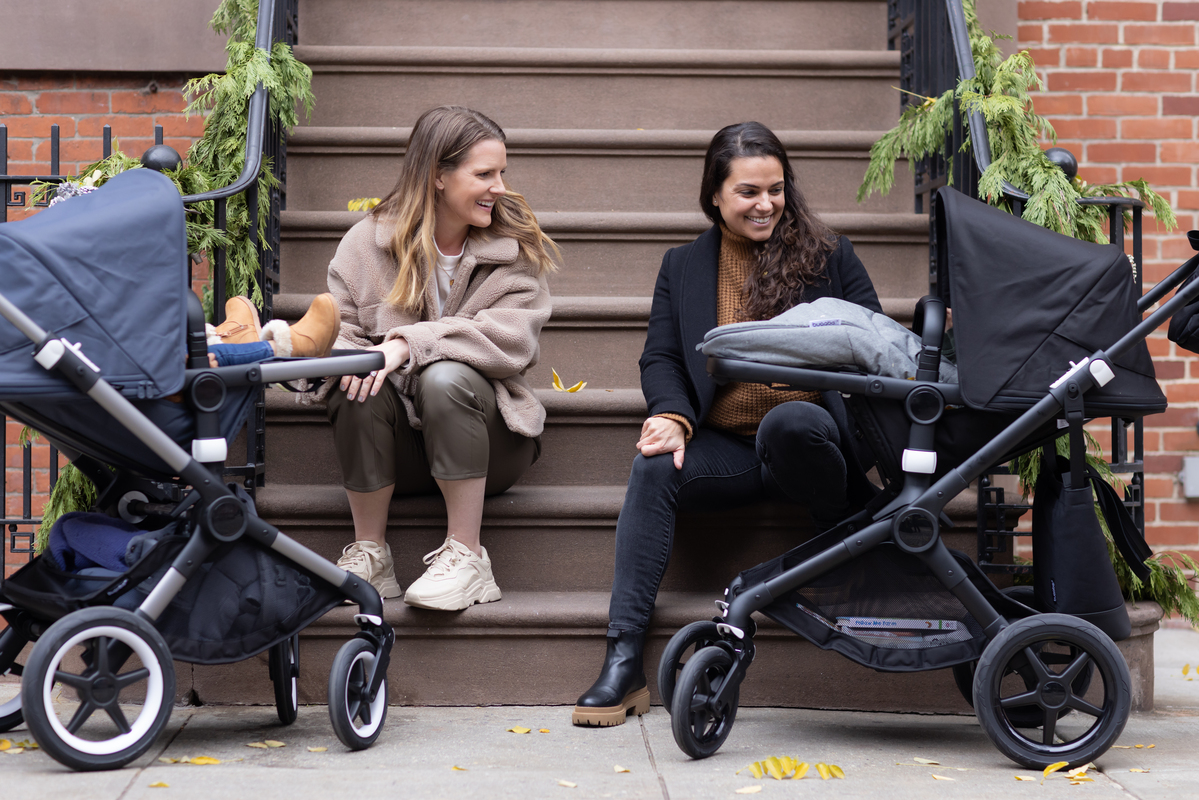 Two moms with two Bugaboo strollers