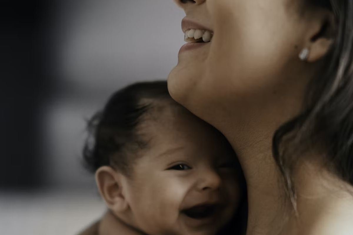 Woman comforting her baby