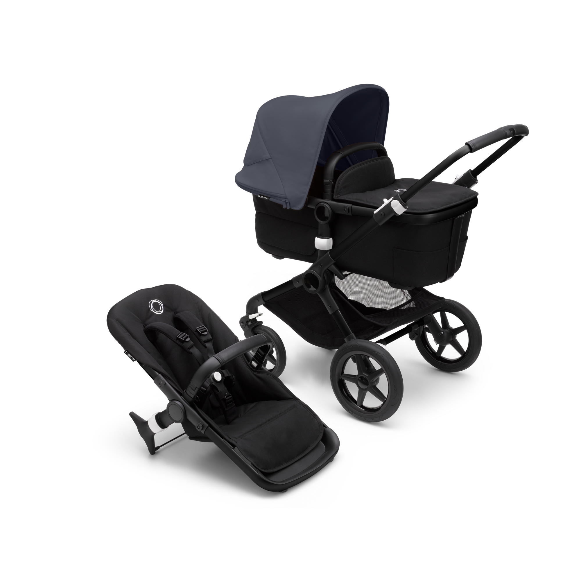 Bugaboo Fox 3 and seat stroller Stormy blue sun canopy