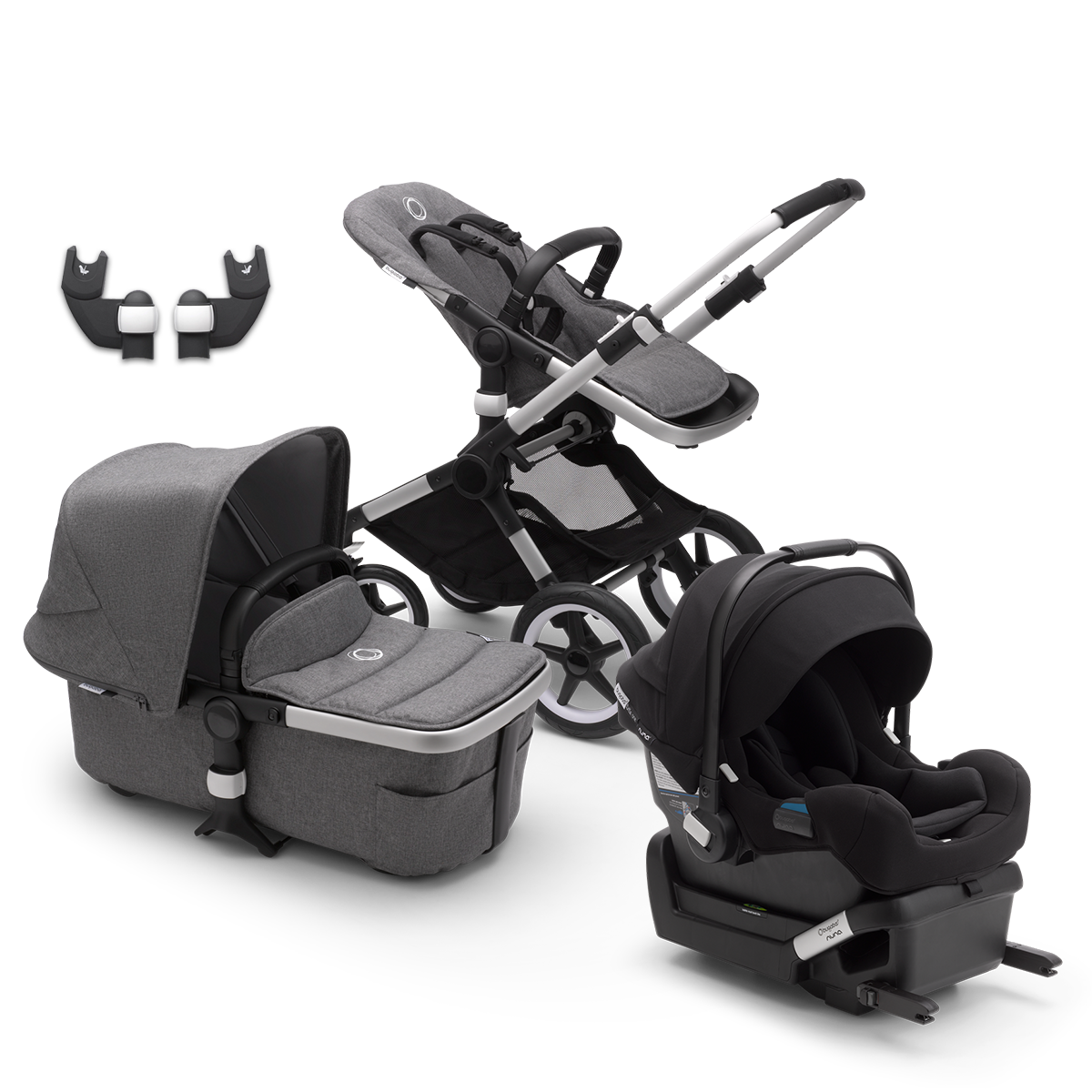 Bugaboo Fox 2 and Turtle One by Nuna bundle black sun canopy