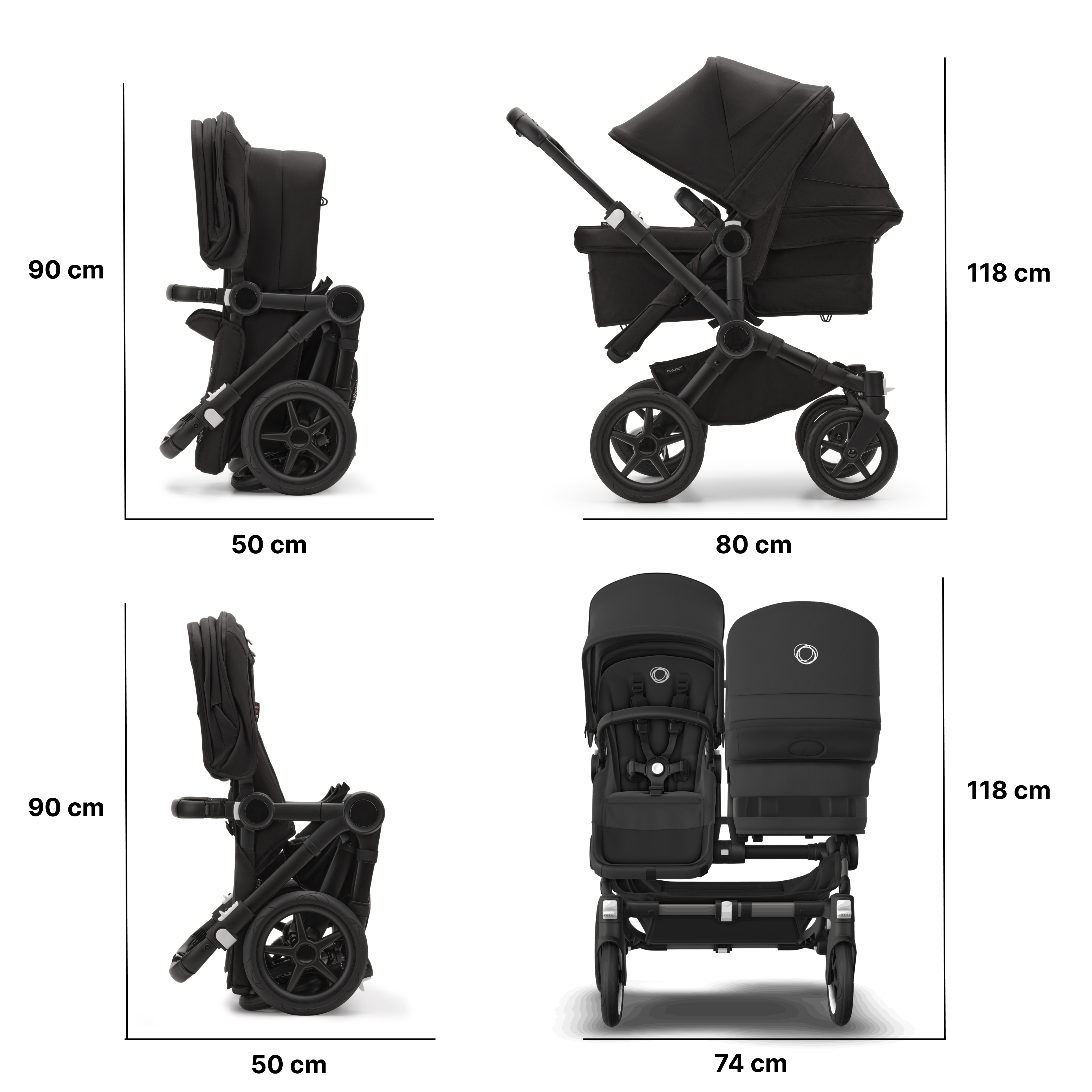Bugaboo Donkey 5 twin stroller mineral washed black sun canopy