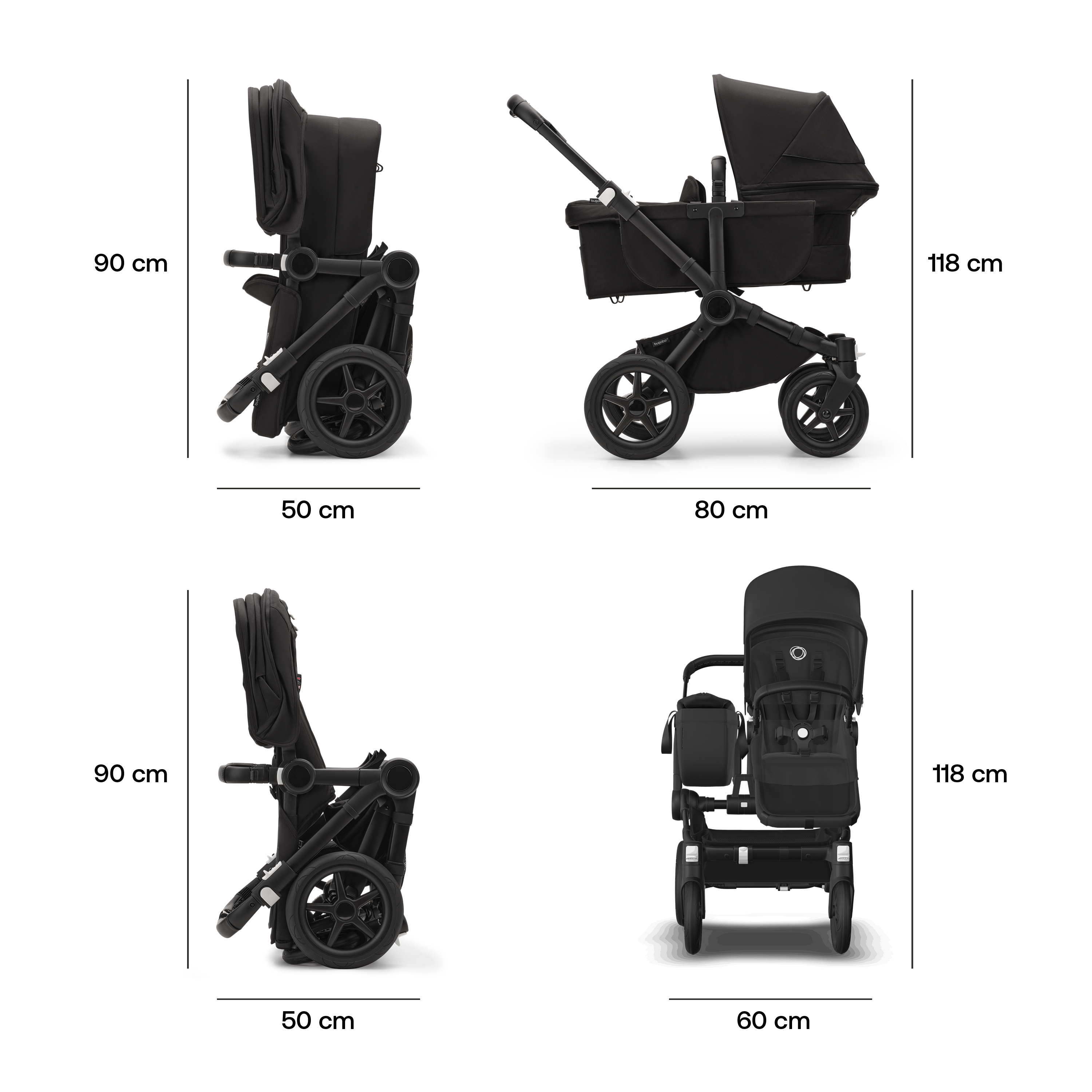 Bugaboo Donkey 5 Mono 2-in-1 stroller misty white sun canopy