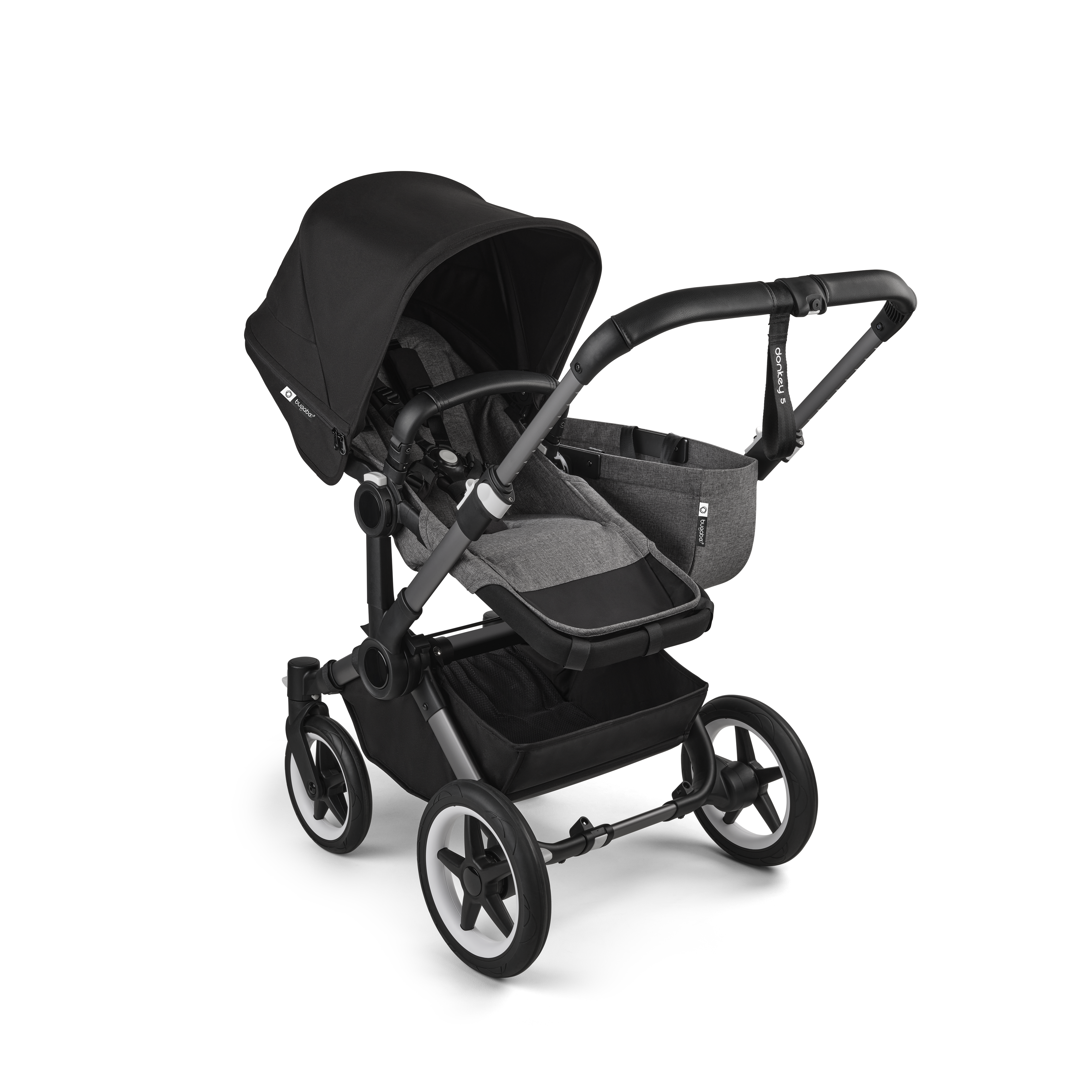 Bugaboo Donkey 5 Mono 2-in-1 stroller midnight black sun canopy, Grey  Melange fabrics, graphite base | Bugaboo