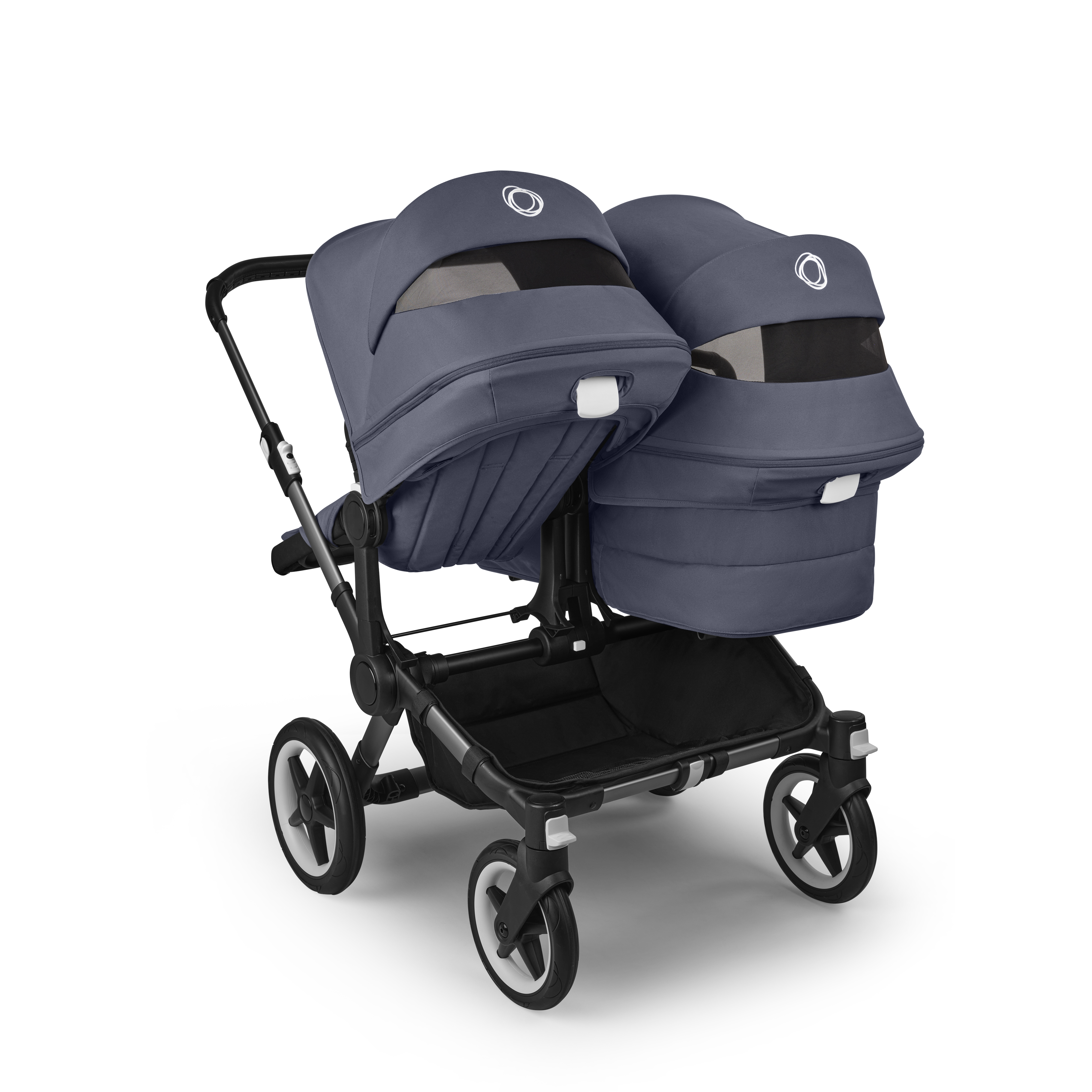 double stroller with tray Mountain Buggy Duet V3.2 | Narrow Side-by-Side for Twins Bag Color:Willow Abel TR 2/3 Fly The front seat has airsoft helmet light