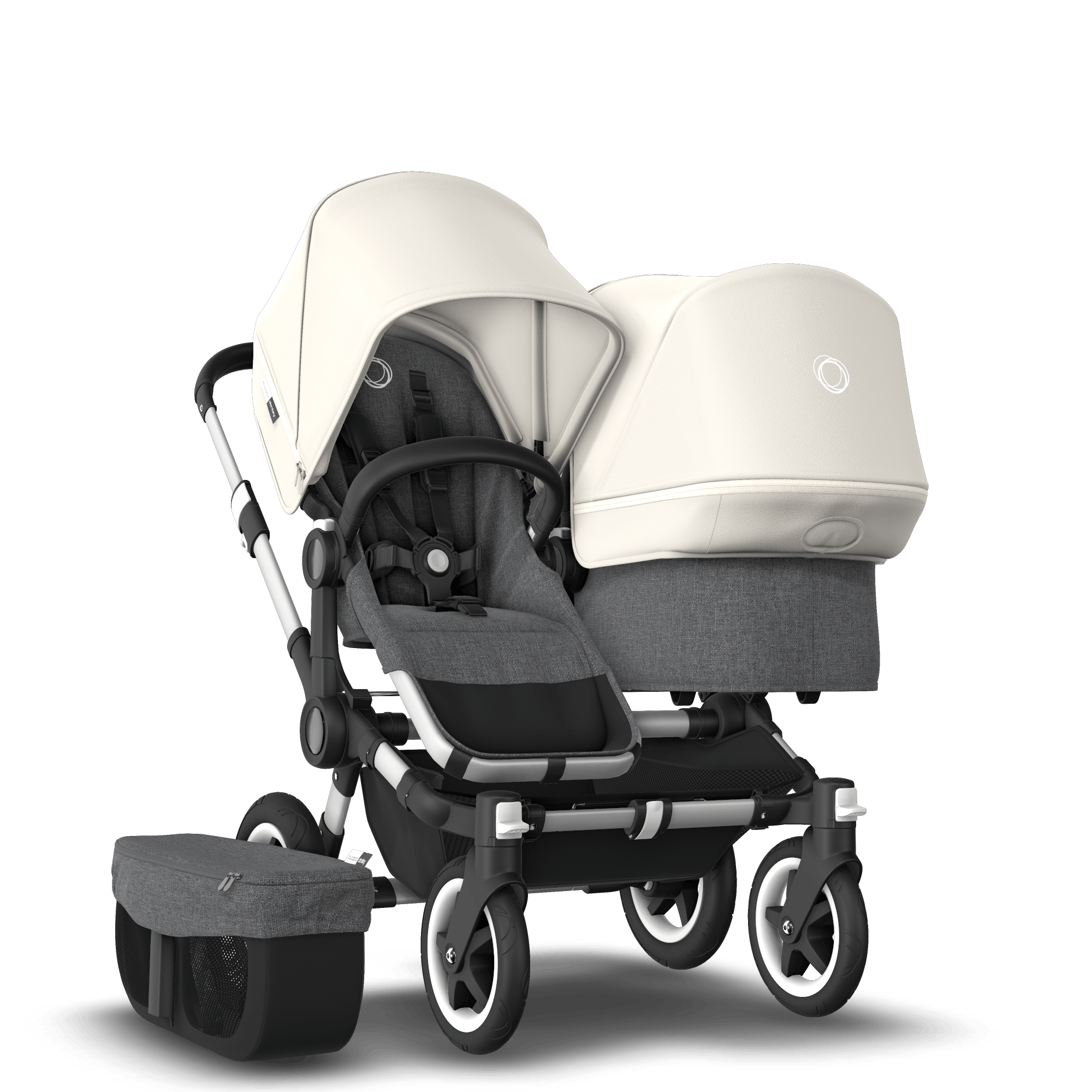 Oneerlijkheid Email Smelten Bugaboo Donkey 2 Duo Seat and bassinet stroller Fresh white sun canopy,  grey mélange fabrics, aluminum chassis | Bugaboo