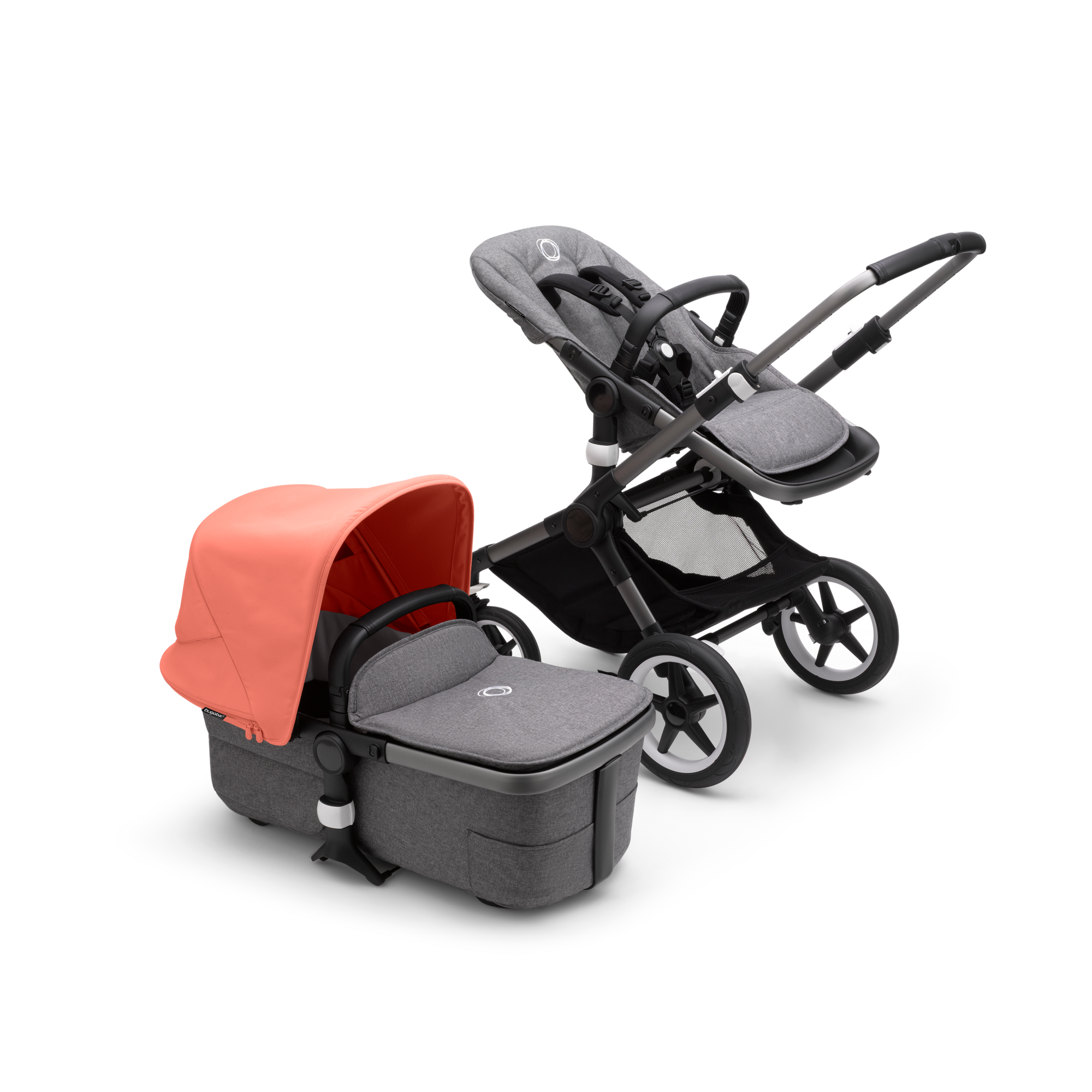 Bugaboo Fox 3 2-in-1 stroller sunrise red sun canopy, Grey Melange