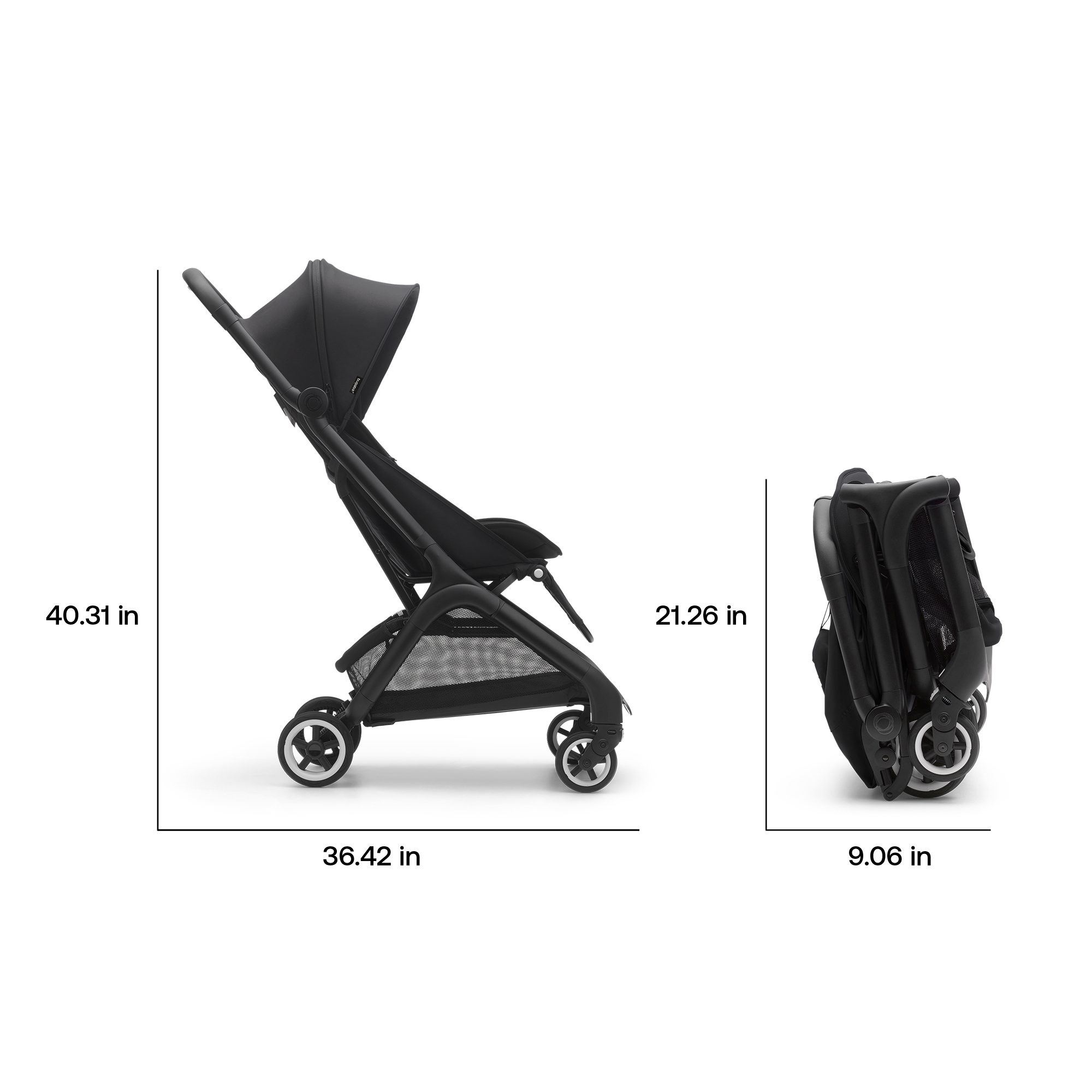 Bugaboo Butterfly travel stroller midnight black sun canopy