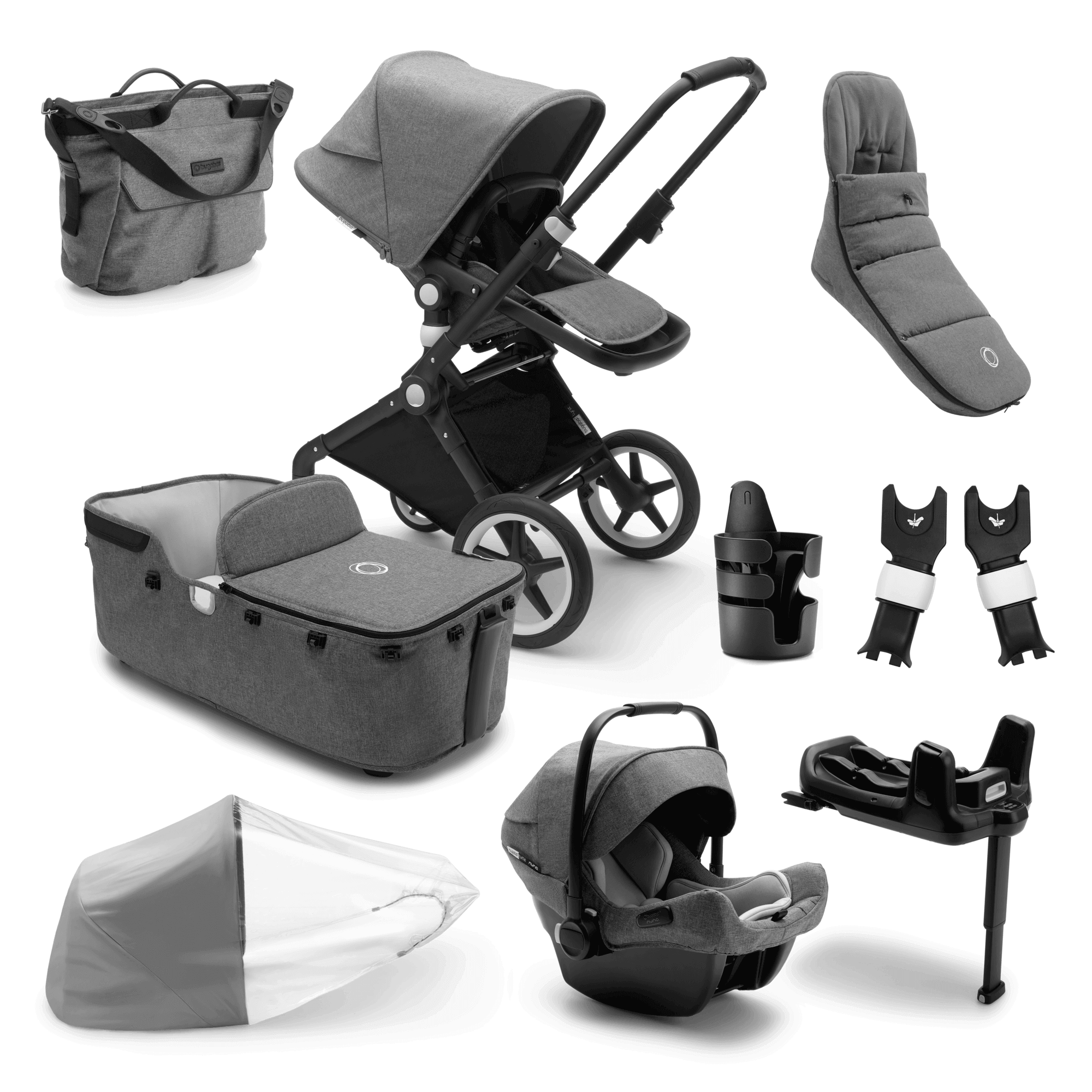 Bugaboo Lynx bundles grey mélange fabrics, aluminium base, grey mélange ...